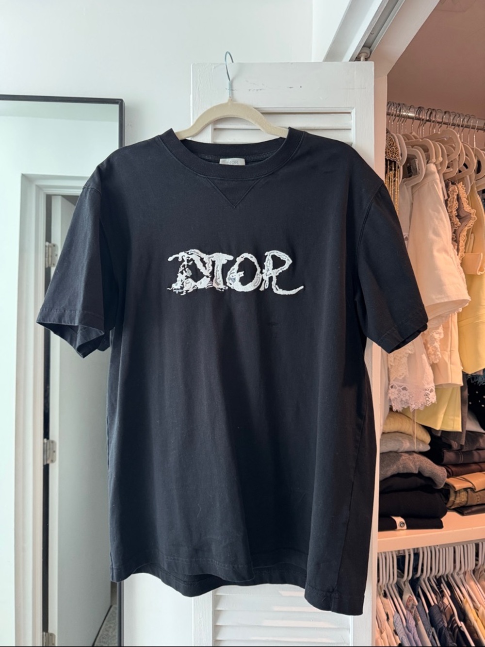 Dior X Peter Doig T Shirt Mens XL Black Spell Out Short Sleeve Logo